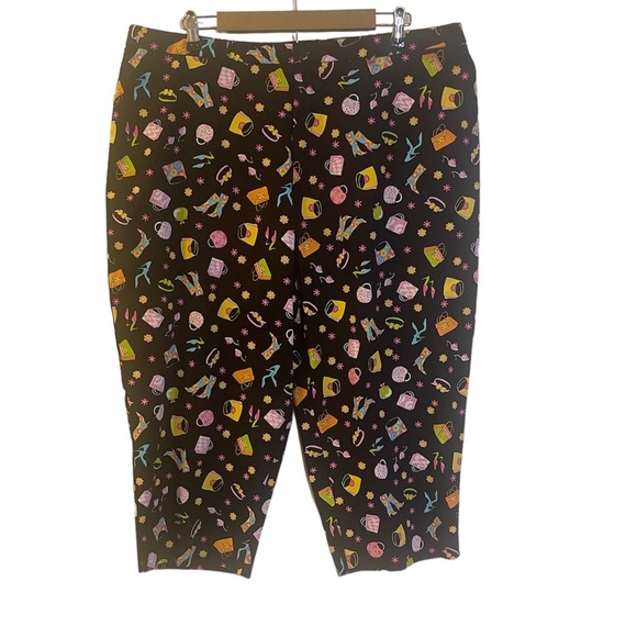 Briggs New York Black Vintage Shopping Theme Heels Purses Cropped Capri Pants - Picture 2 of 9